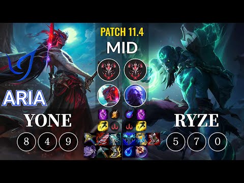 CGA Aria Yone vs Ryze Mid - KR Patch 11.4