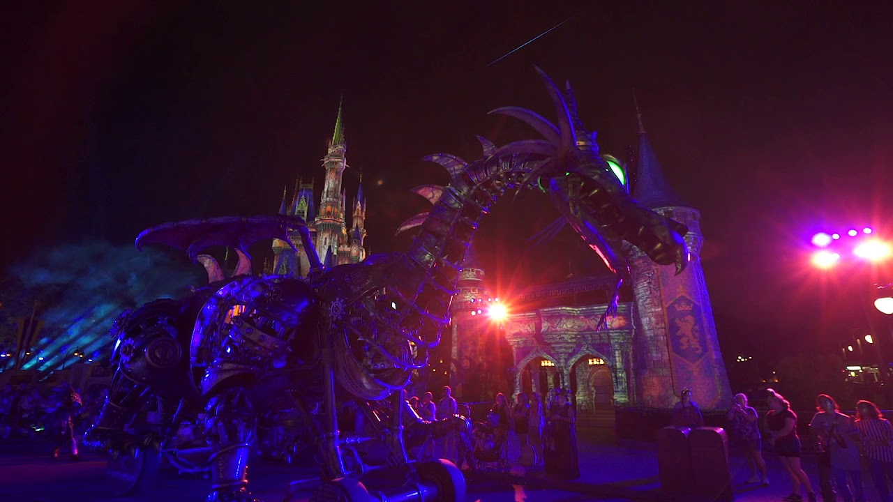 Maleficent the Dragon for the first time at night at Magic Kingdom
