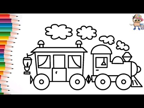Раскраска для детей ПАРОВОЗИК. Мультик-раскраска. Учим цвета.