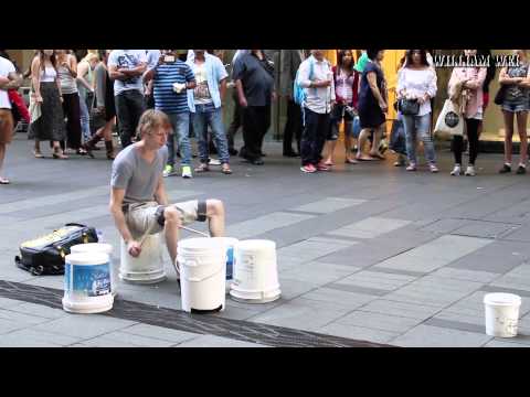 He Uses Only His Drum Sticks and Buckets to Produce Magic