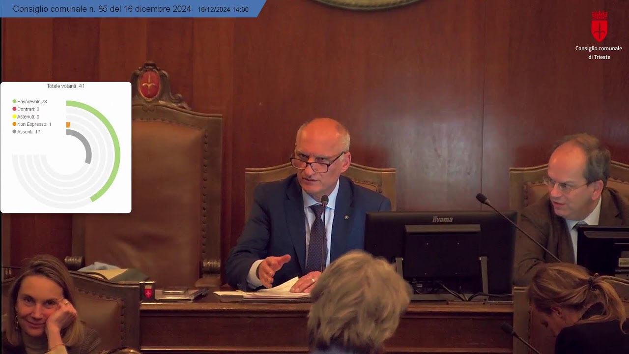 16 Dicembre 2024 - Live streaming del Consiglio Comunale di Trieste