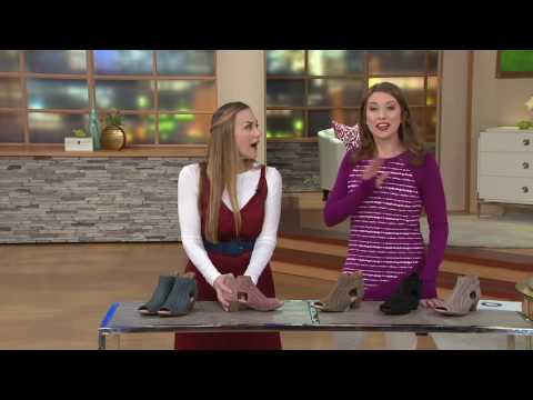 Earth Nubuck Perforated Peep-toe Booties - Keri on QVC