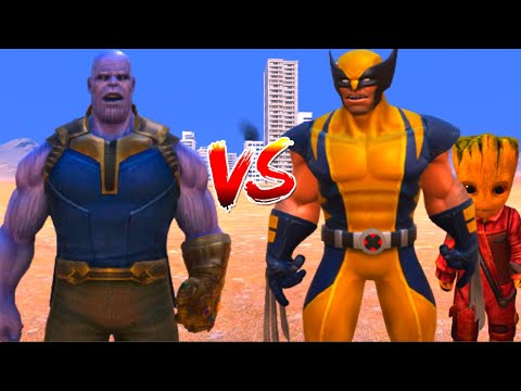 100 Thanos vs 1000 Wolverine and 1000 Baby Groot (Marvel vs Marvel)