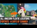 All 8 unicorn floatie locations - Fortnite 14 days of summer challenge