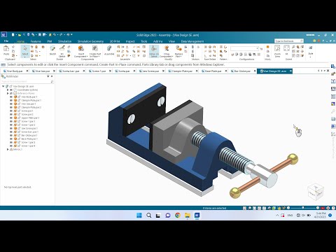 Solid Edge 2023 Tutorial - Vise Design Assembly