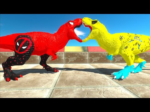 DEADPOOL T-REX & T-REX SHAZAM DEATH RUN - Animal Revolt Battle Simulator