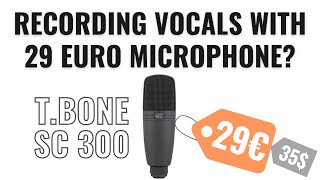Video thumbnail for Recording Vocals with 29 Euro (35$) Microphone!? – Cheap Vocal Mic: T.BONE SC 300 – ToughTones.com by Tough Tones