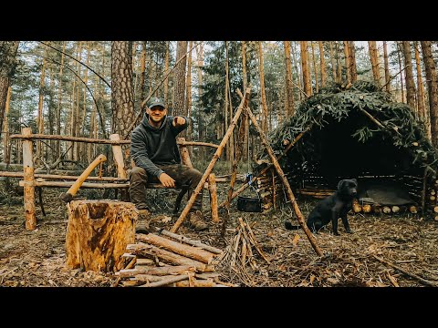 24H Overnighter im Bushcraft Camp | Bushcraft Bank & Bett bauen | Sonne, Ruhe & Freiheit | survyve