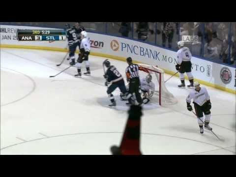 Jaden Schwartz sneaky wrist shot goal 3-2 Anaheim Ducks vs St. Louis Blues 1/18/14 NHL Hockey.