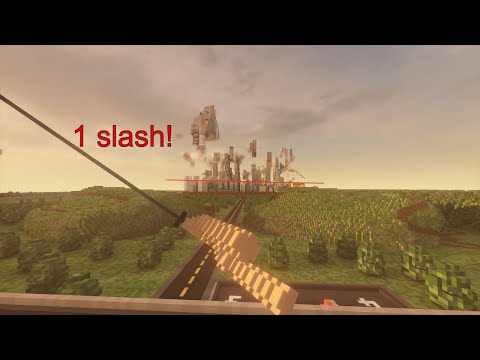 Cutting an entire city in half with an OP katana in Teardown