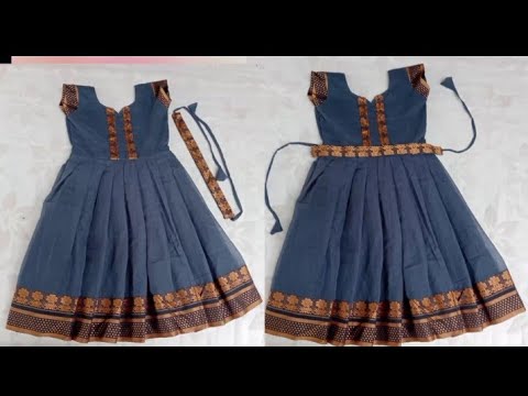 5-6years baby long frock cutting and stitching/ hip belt/ baby hair clips making...