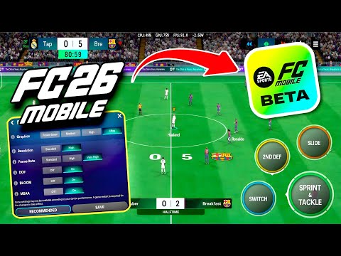 FC Mobile Beta 2026 settings graphics screen