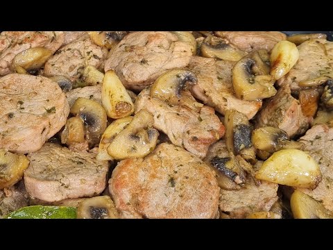 RECETA DE LA ABUELA, CARNE AL AJILLO CON CHAMPIÑONES. Fácil y deliciosa comida para almuerzo o cena