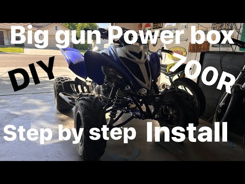 Yamaha 700R Raptor big gun exhaust and Power box install slip on and tune!!!