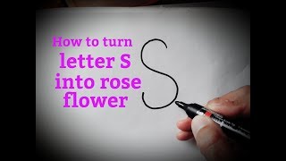 How to draw a rose flower easy from letter S how to draw from alphabets/letters drawing