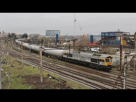 GBRf 66794 'Steve Hannam' passes Willesden Junction working 6V04 - 27/1/22