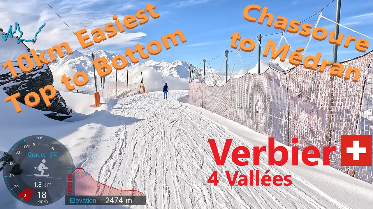 10km blue run at Verbier — Lacs and Savoleyres area POV