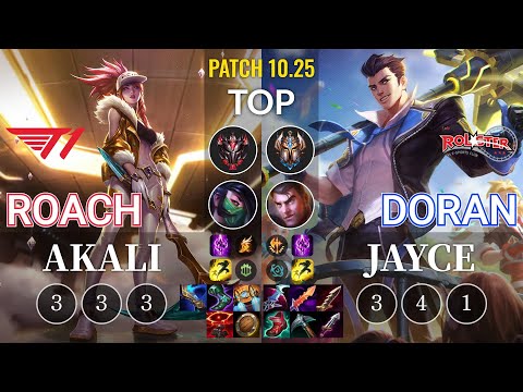 T1 Roach Akali vs KT Doran Jayce Top - KR Patch 10.25