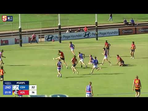 Rd 4 SANFL Snapshot - Adelaide's Riley Thilthorpe kicks a nice left foot snap