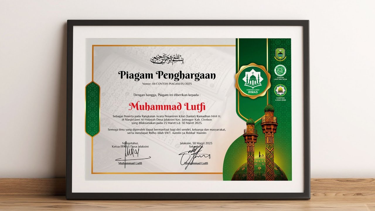Piagam/Sertifikat Sanlat (Pesantren Kilat) Ramadhan 1444 - Free CDR File #EdukasiGrafis