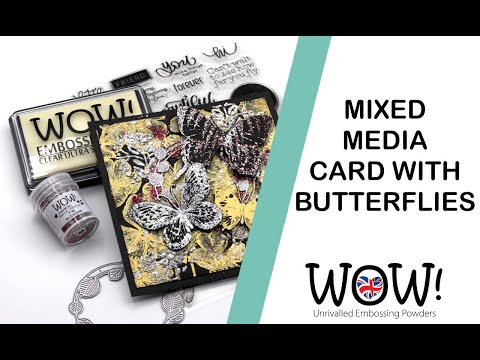 Mixed media card with butterflies