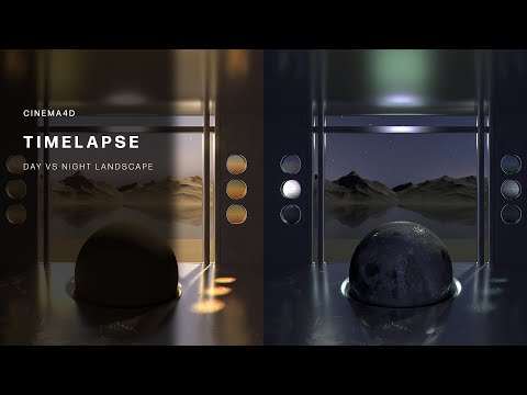 C4D TIMELAPSE - Day vs Night Landscape