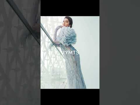 Pranitha Subash actress in designer blue floral dress stunning beautiful looks # Pranitha Subash