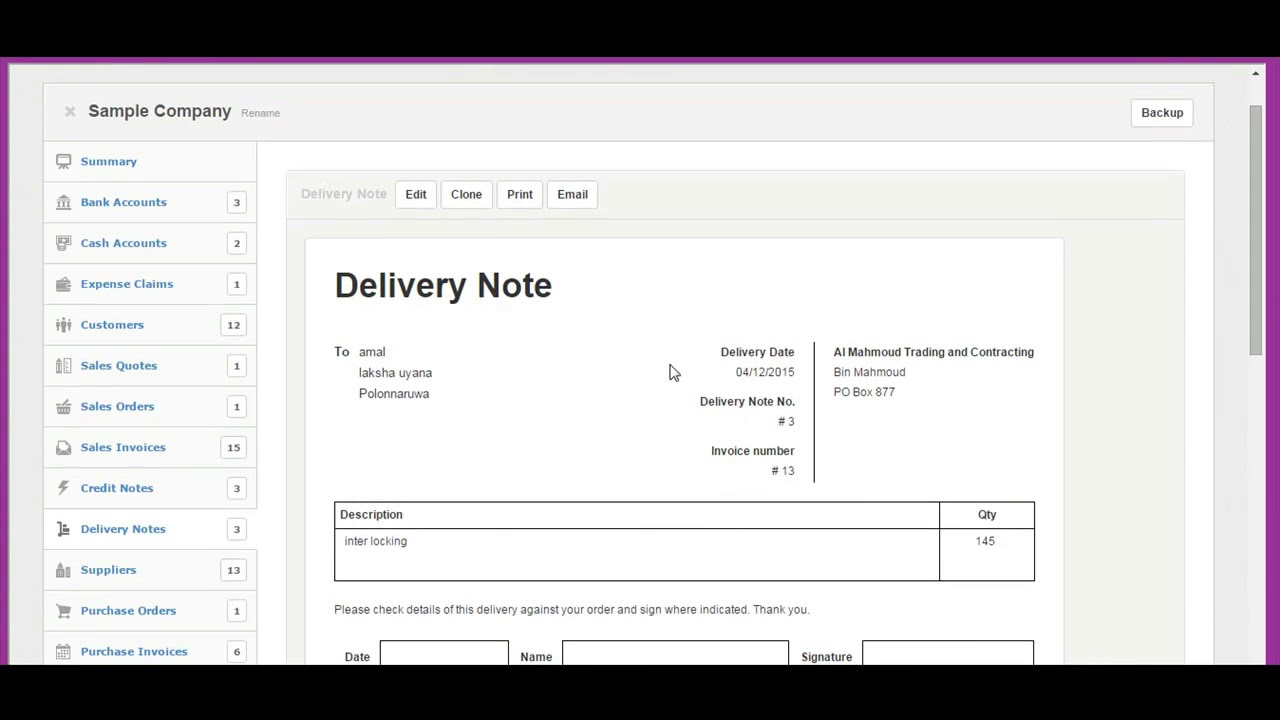 12  Delivery Notes - MYBOS Accounting Software