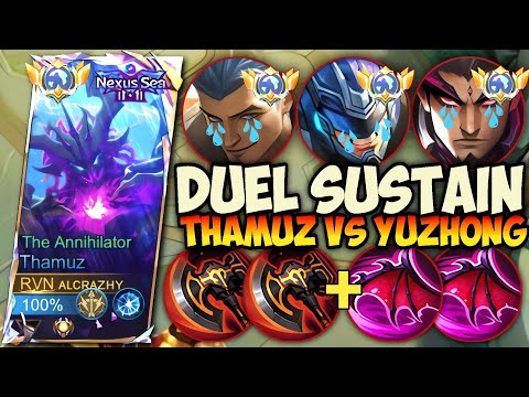 HOT DUEL‼️THAMUZ SUSTAIN MODE AGAINST YUZHONG IN EXP LANE | TOP GLOBAL THAMUZ GAMEPLAY - MLBB