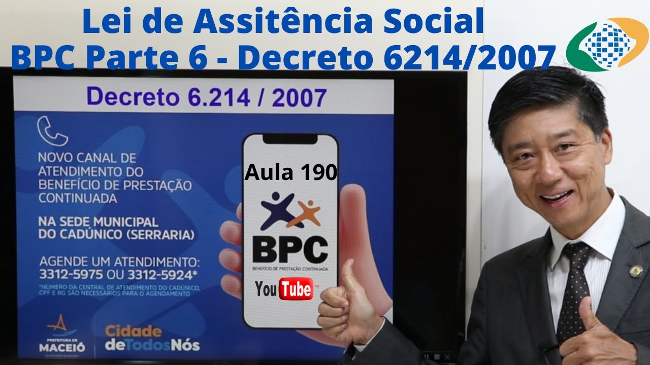 Lei de Assistência Social - BPC -Decreto 6214/07 - Aula 190 - Dto Previdenciário Prof Eduardo Tanaka