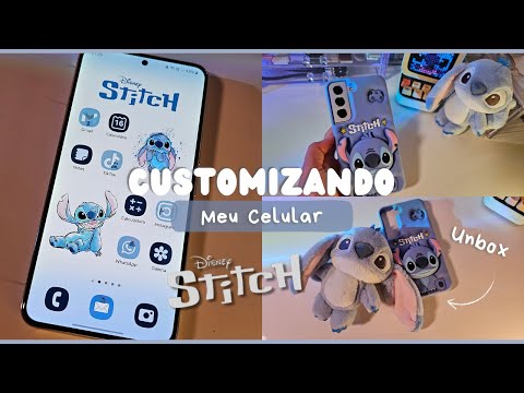 organizando meu SAMSUNG | BLUE stitch - unbox capinha