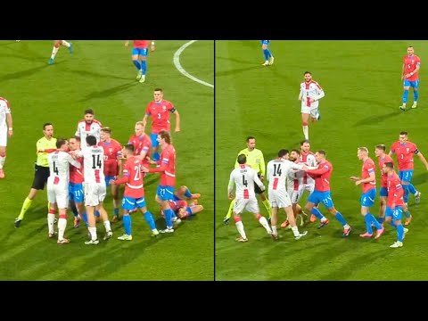 Czechia vs Georgia Players Crazy Fight 😳😡 | UEFA Nations League 2024