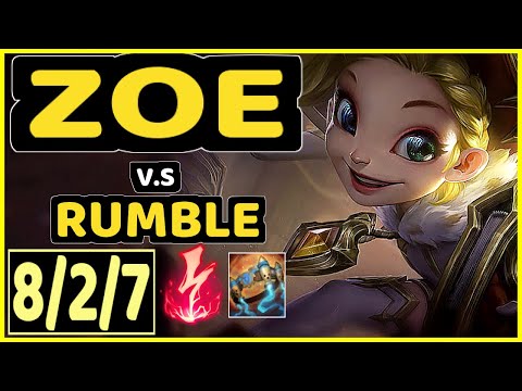 PEKIN WOOF (ZOE) vs RUMBLE - 8/2/7 KDA MID GAMEPLAY - NA Ranked GRANDMASTER