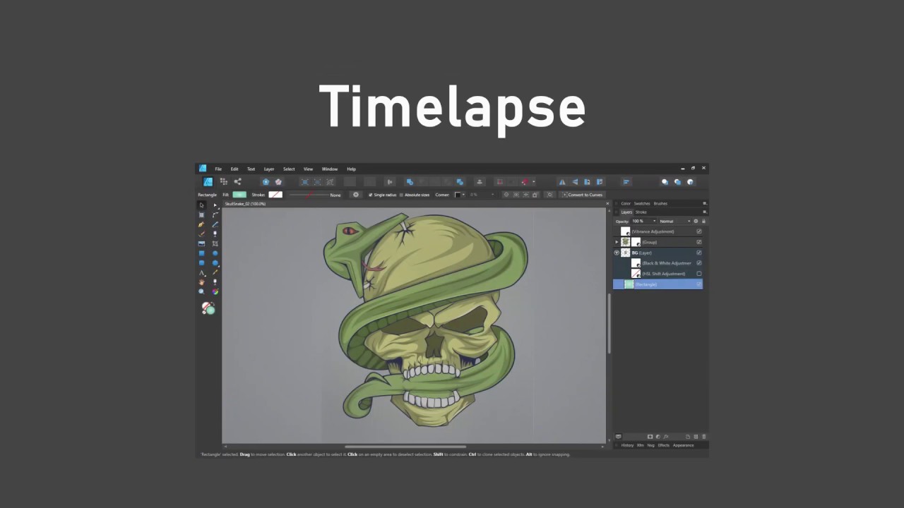 Skull Snake Vector  Illustration Timelapse