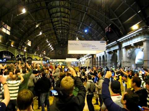 Celtic Supporters in Central Station Sydney