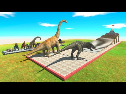 Dinosaur Race Climbing Stairs - Animal Revolt Battle Simulator