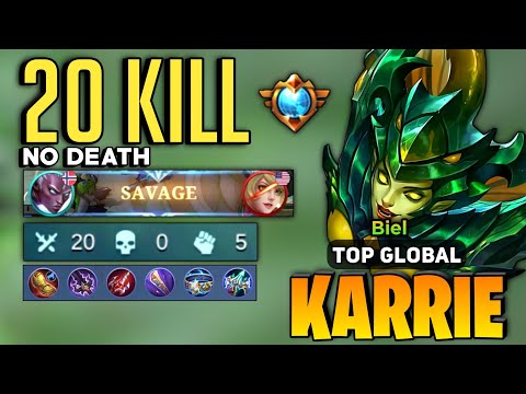 PERFECT SAVAGE! Karrie Unkillable Gameplay [ Top Global Karrie Best Build ] By Biel - Mobile Legends