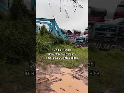 🚨 TAQUARI-RS | Forte correnteza interrompe travessia de balsa entre Taquari e General