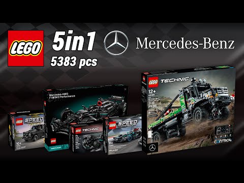 YouTube thumbnail: All LEGO Mercedes-Benz sets that we've built (5in1)[5383 pcs] Building Instructions @TopBrickBuilder