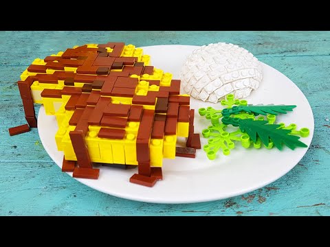 Lego Steak Rice Bowl - Lego In Real Life 2 / Stop Motion Cooking & ASMR