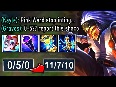 NEVER SURRENDER! FROM 0-5 TO CARRYING THE GAME - Pink Ward Shaco