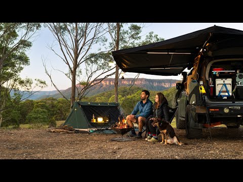 Winter Camping in a Cozy Swag Tent [Cooking Over Fire, Hearty Meatball Stew, Relaxing ASMR]