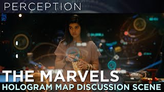 Marvel Studios' The Marvels: Hologram Map Travel Discussion Full Scene