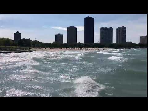 Windy waves at Chicago Sea beach