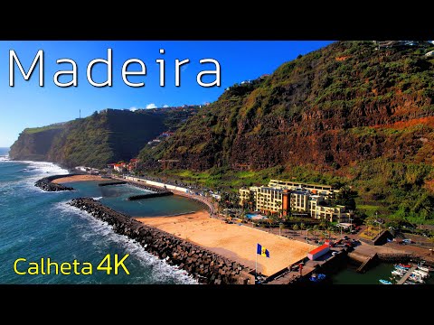 Calheta Beach   MADEIRA Drone views 4K