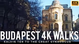 4K BUDAPEST WALKS - KALVIN TÉR TO ASTORIA/GREAT SYNAGOGUE. Silent Walking - Perf