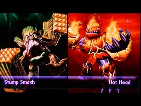 SKYLANDERS GIANTS STUMP SMASH VS HOT HEAD