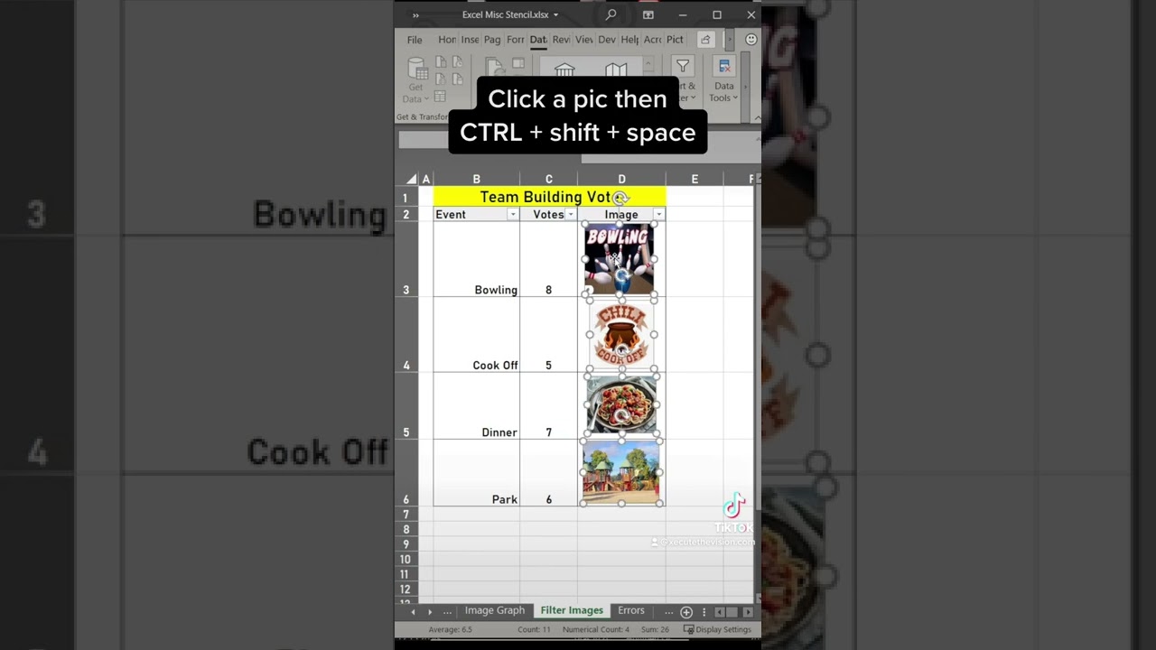 Excel tip to filter with images staying the right size #exceltips #excel #exceltricks