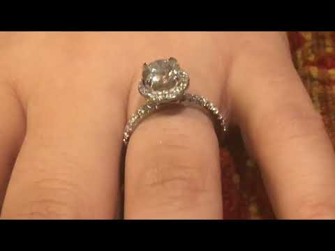 Hidden halo engagement ring | 1 carat CZ Halo Micro pave ring