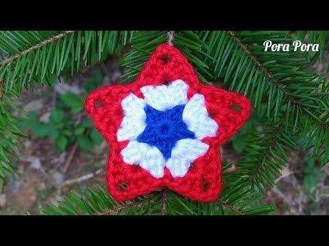 Crochet Patriotic Star I 4th Of July Crochet Decorations I Crochet Star